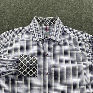 Robert Graham Flip Cuff Checkered Button Up Shirt Mens S Classic Dress LS EUC